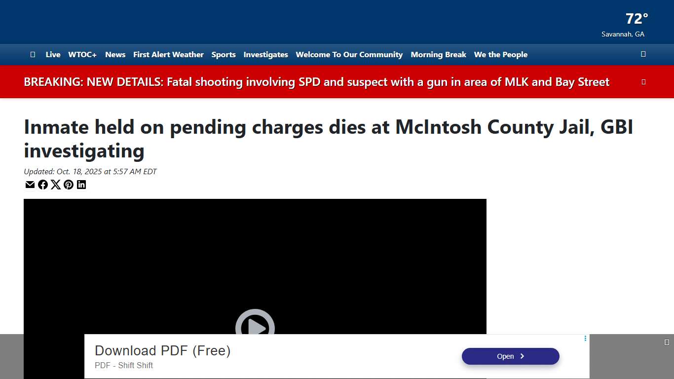 Inmate held on pending charges dies at McIntosh County Jail, GBI investigating