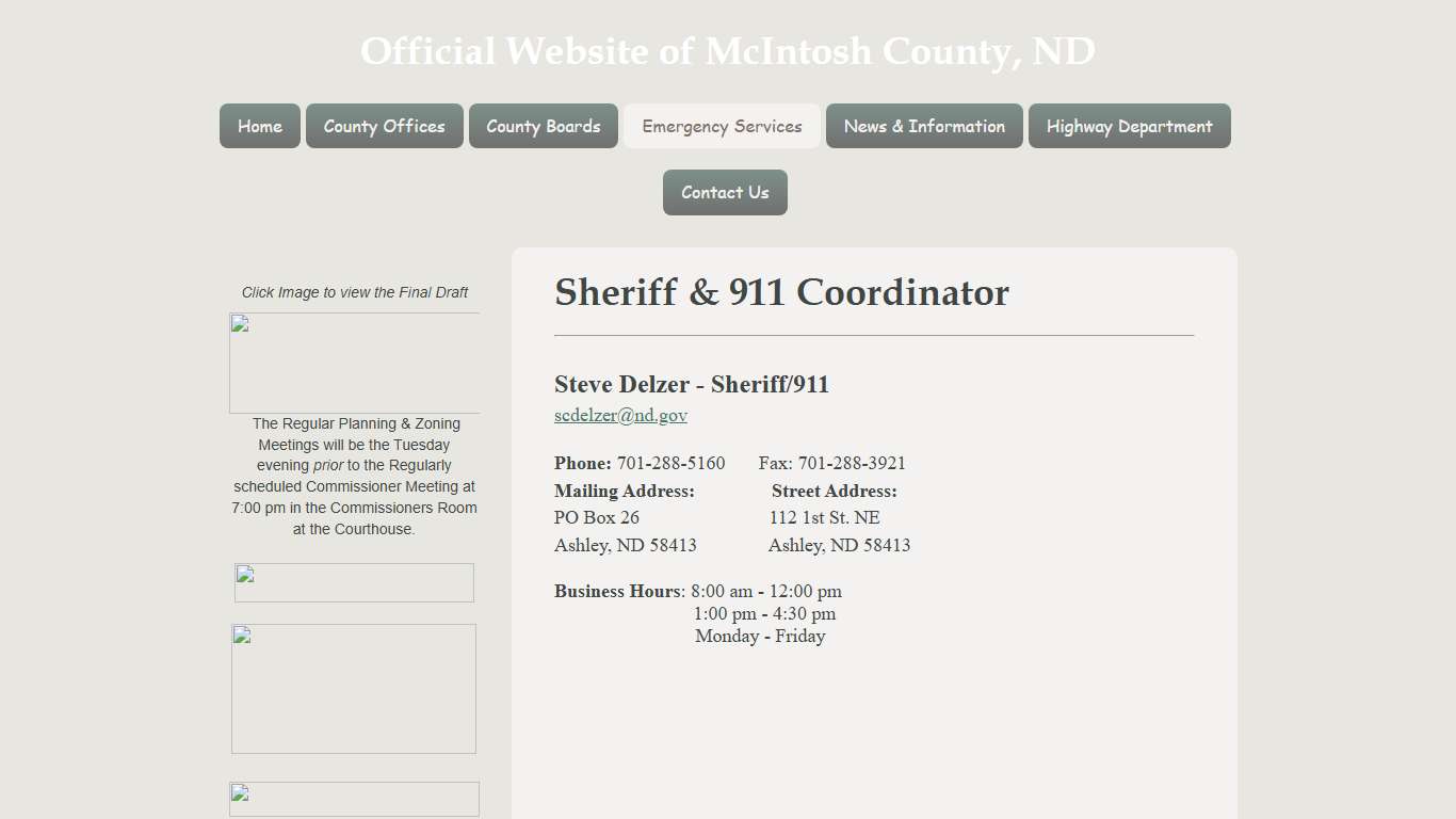 Sheriff - 911 - McIntosh County, North Dakota