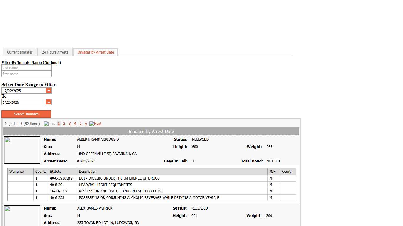 Inmates by Arrest Date